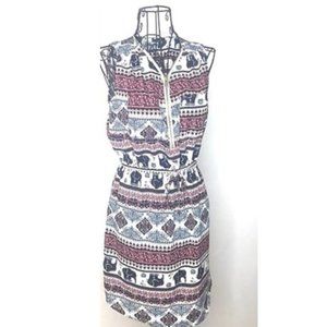 J for JUSTIFY Women's Boho Elephant Print Sleeveless Summer Dress Small
